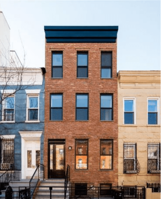 Classic brick brownstone exterior